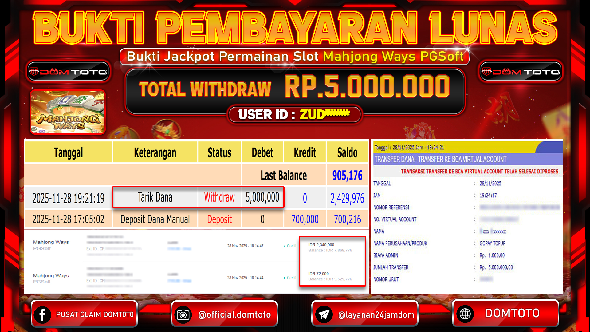 JACKPOT  SLOT Mahjong Ways PGSoft 28 NOVEMBER 2025